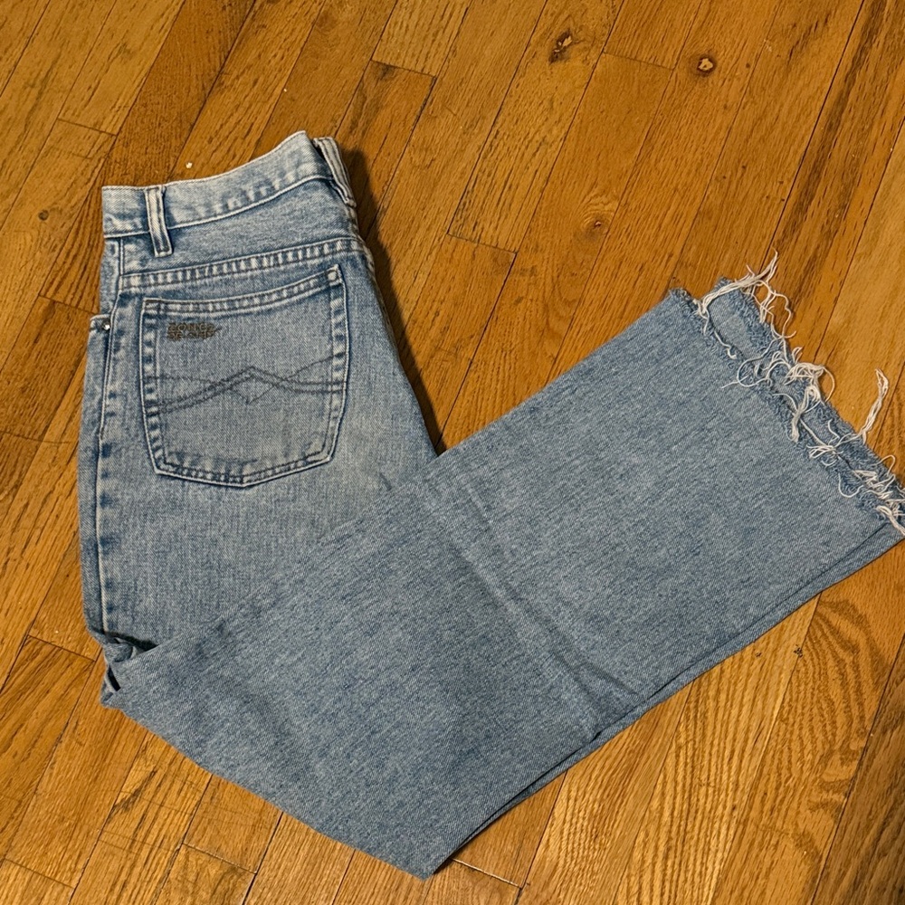 Frayed Hem Blue Jeans